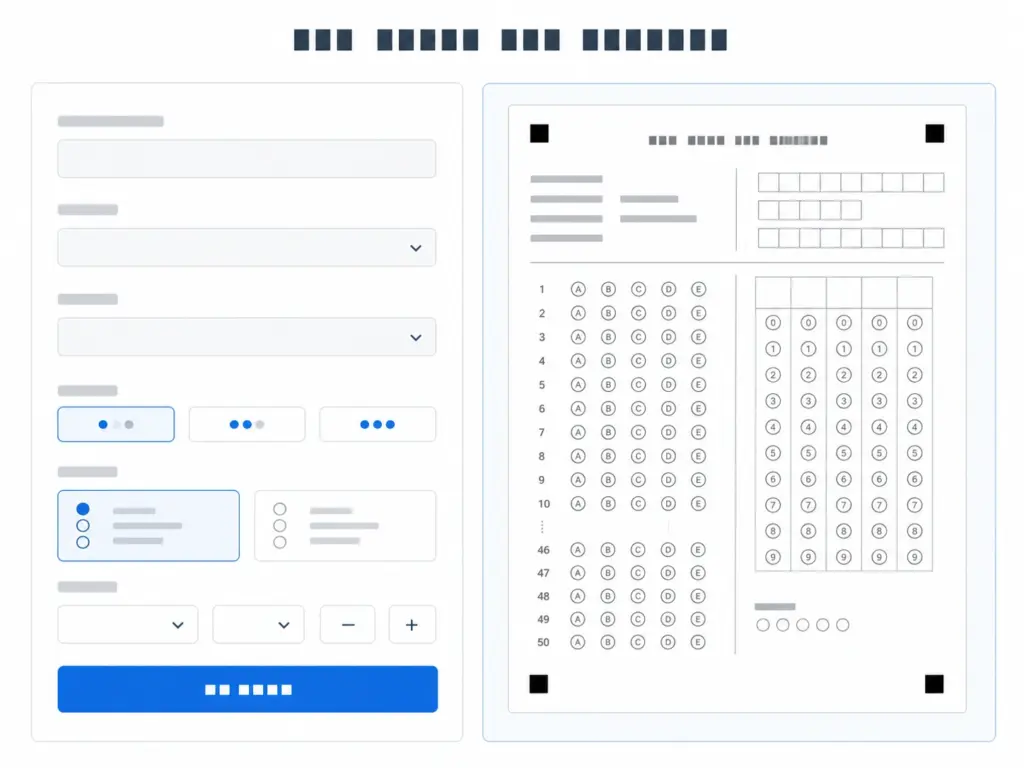 OMR sheet generator form with a live preview panel